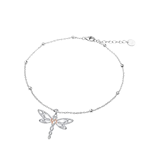 Dragonfly/Dolphin Anklets for Women Sterling Silver Adjustable Animal Ankle Beach Foot Jewelry Birthday Gifts
