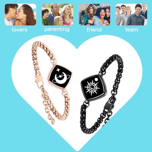 Long Distance Touch Bracelets,Vibration & Light up Couples Bracelets, Remote Smart Matching Bracelet for Couples Long Distance Relationship Girlfriend Boyfriend Xmas Gifts Bracelet Men Women jewelry - Image 5