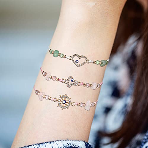 Hestya 150 Pcs Evil Eye Bracelets Mexican Bracelets Pack Luck Eye Charm Hand Braided Rope Anklets Jewelry Gift for Women Christmas Party - Image 5