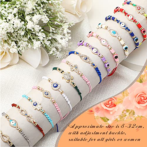Hestya 150 Pcs Evil Eye Bracelets Mexican Bracelets Pack Luck Eye Charm Hand Braided Rope Anklets Jewelry Gift for Women Christmas Party - Image 3